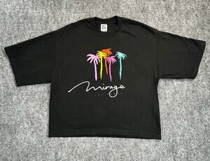 Woman's Vintage 90s Mirage Las Vegas Crop Top Tee XL USA Made Jerzees Neon Palm